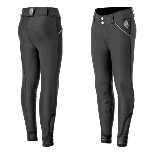 Equinavia Kids' Greta Summer Knee Patch Breeches - Black/Rain Cloud