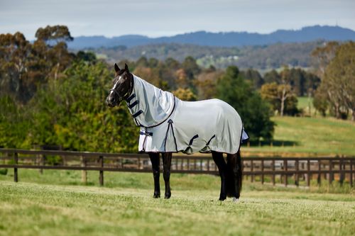 Weatherbeeta Comfitec Airflow Fly Sheet Detach-A-Neck - Grey/Navy/Burgundy
