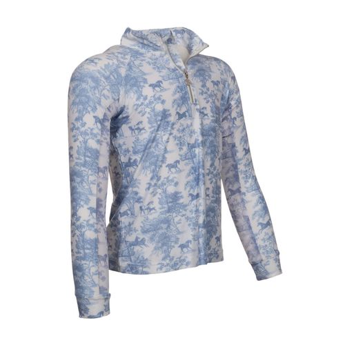 Dapplebay Kids' 1/4 Zip Long Sleeve Shirt - Moonrise Equestrian Toile