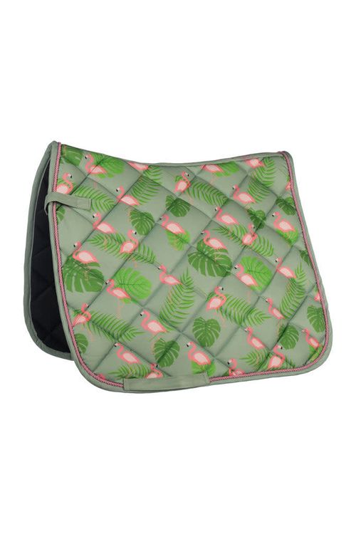 HKM Naples Dressage Saddle Pad - Green/Pink