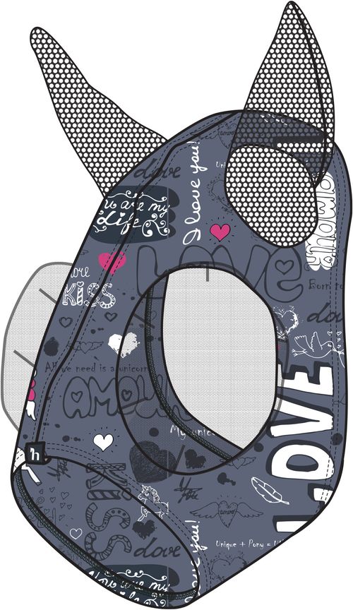 Horze Elastic Pull-On Fly Mask - Dark Navy Graffiti