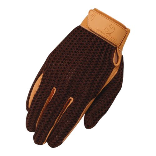 Heritage Crochet Riding Gloves - Brown