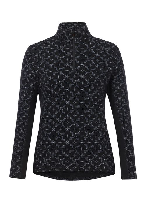 BARGAIN BARN: Kerrits Women's Stable Temp Merino Wool Quarter Zip Top - Large - Black Horse Quadrille