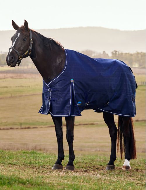 BARGAIN BARN: Weatherbeeta Comfitec Prelim Turnout 0g - 69 - Navy Embossed Plaid