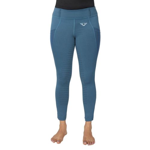 BARGAIN BARN: TuffRider Kids' Minerva EquiCool Full Seat Tights w/Pocket - X Large - Ensign Blue