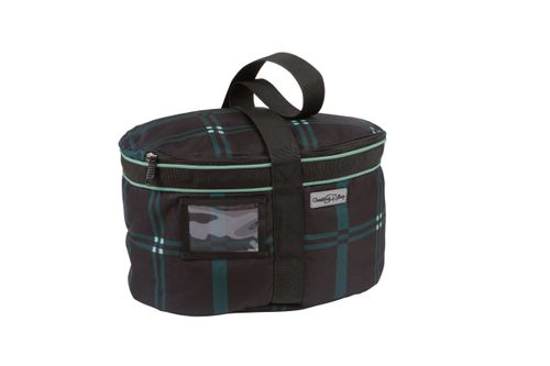 BARGAIN BARN: Chestnut Bay Quilted Lined Helmet Bag - One Size - Hunter Plaid