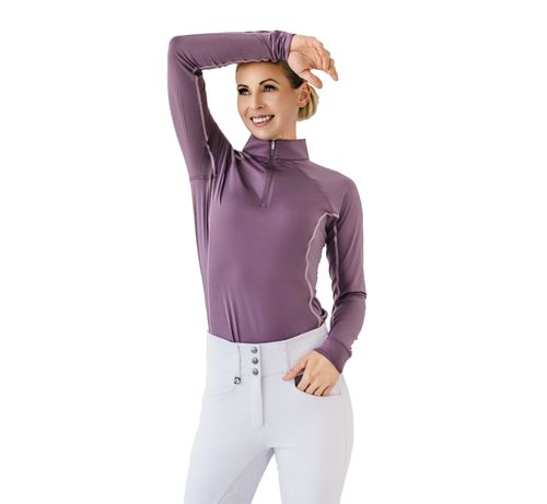 OVERSTOCK: Romfh Women's 1/4 Zip Long Sleeve Solid Sun Shirt - Medium - Pluot