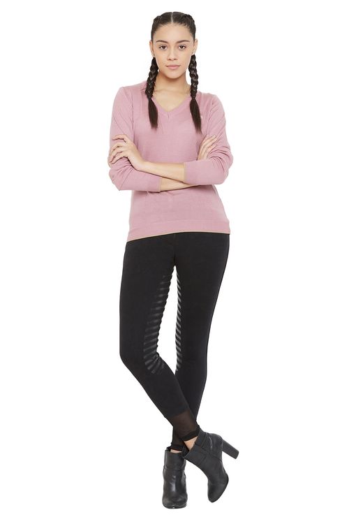 BARGAIN BARN: Equine Couture Women's Morgan V Neck Sweater - Large - Dogman Pink