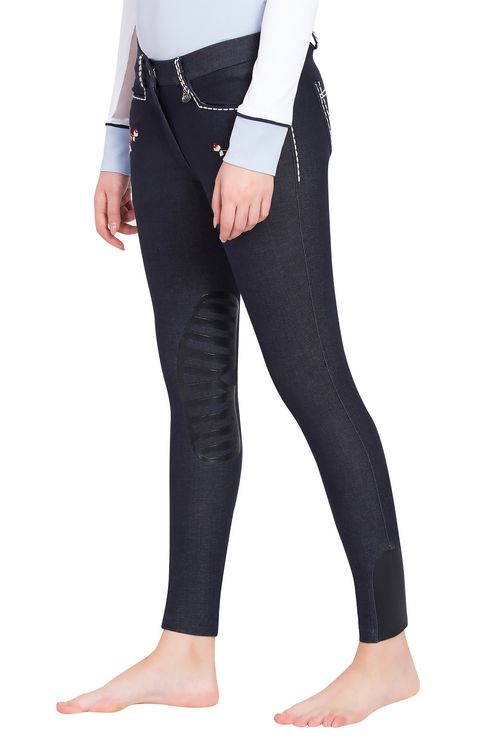 OPENBOX: Equine Couture Women's Alice Denim Embroidered Breeches - 26 Regular - EC Navy