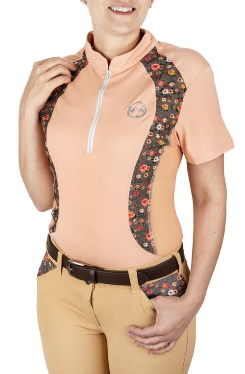 OPENBOX: Equine Couture Women's EcoRider Shelby Short Sleeve Sport Shirt - XXX Large - Pink Sand