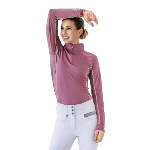OPENBOX: Romfh Women's 1/4 Zip Long Sleeve Solid Sun Shirt - XX Large - Warm Dusk/Bleached Peach
