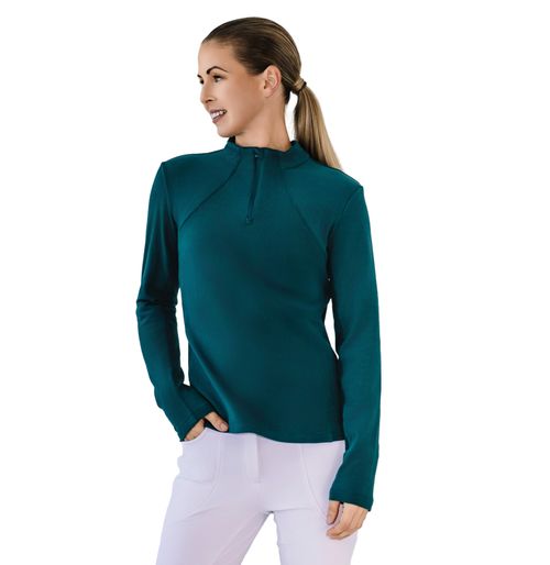 BARGAIN BARN: Catago Women's Violetta Long Sleeve Half Zip Top - Large - Ponderosa Pine
