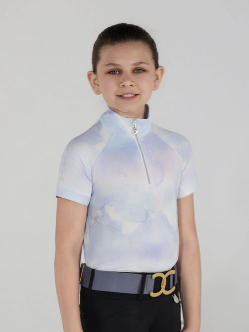 Dapplebay Kids' 1/4 Zip Short Sleeve Riding Top - Opalite Skies