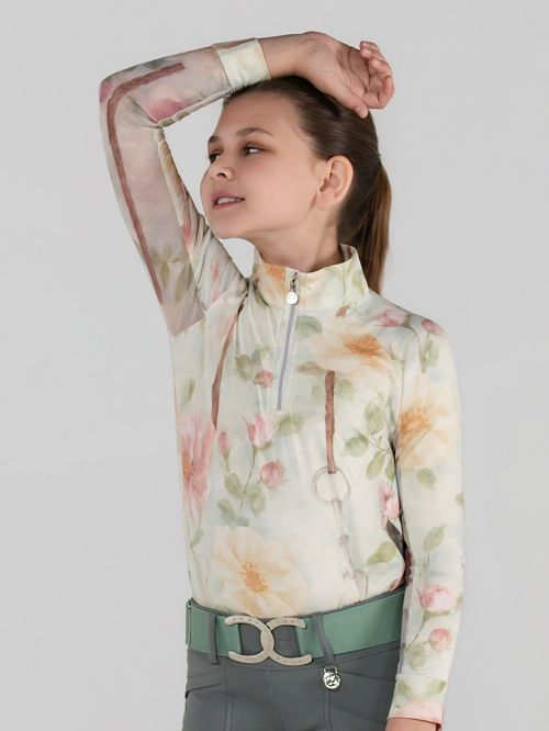 Dapplebay Kids' 1/4 Zip Long Sleeve Riding Top - Vintage Floral