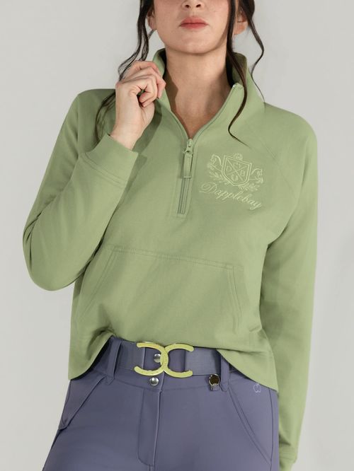 Dapplebay Women's Crest 1/2 Zip French Terry Sweatshirt - Sage