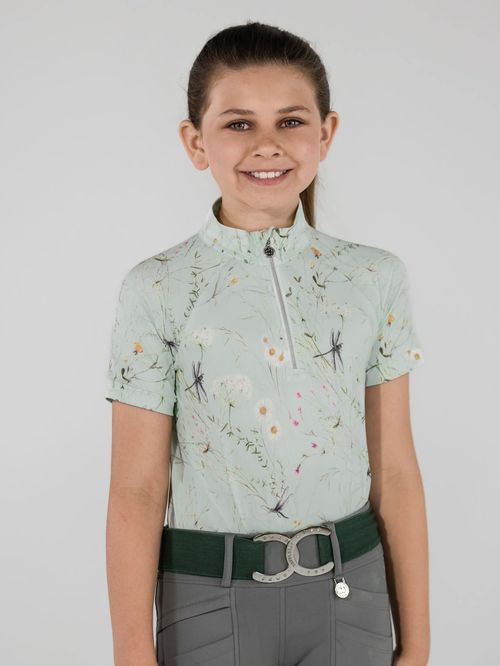 Dapplebay Kids' 1/4 Zip Short Sleeve Shirt - Green Dragonfly Meadow