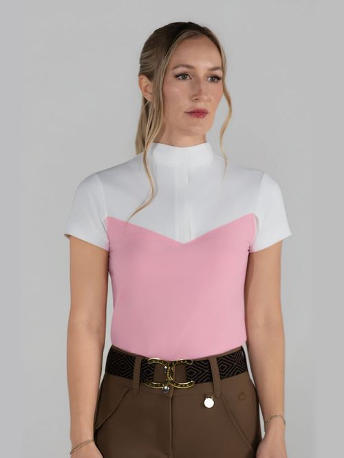 Dapplebay Women's 1/4 Zip Short Sleeve Show Top - Ballet Pink