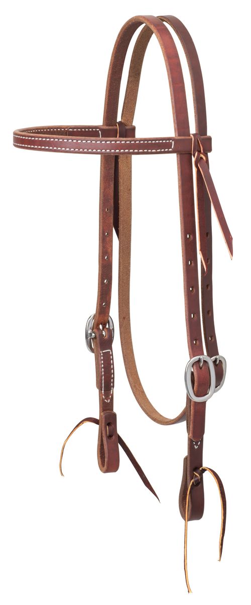 Weaver Working Tack 5/8" Single Ply Browband Headstall - Golden Chestnut/Stainless
