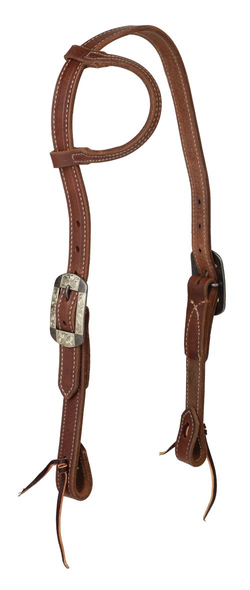 Weaver 1" Contoured Sliding Ear Headstall - Rust/Inlay