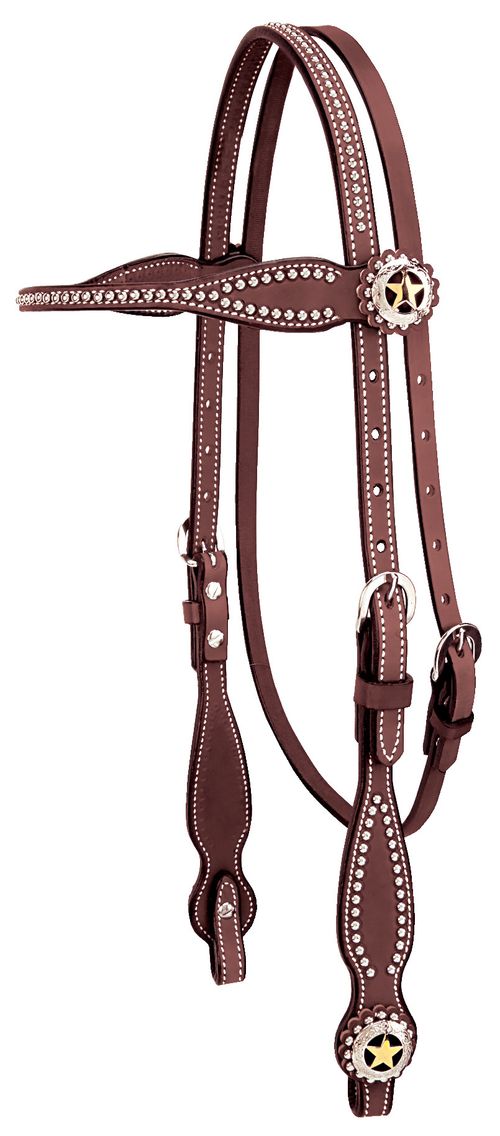 Weaver Texas Star Browband Headstall - Chestnut