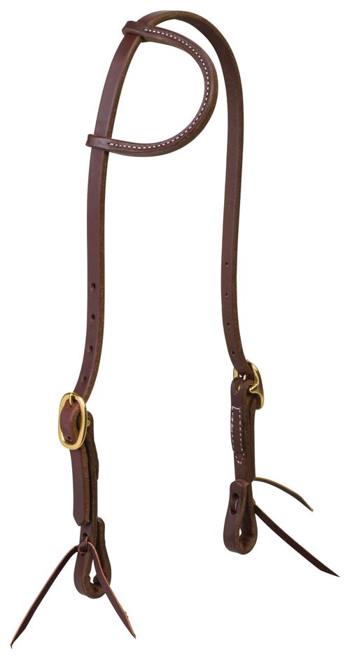 Weaver Working Tack 5/8" Single Ply Sliding Ear Headstall - Golden Chestnut/Brass