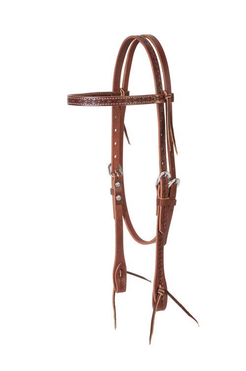 Weaver Barbed Wire Browband Headstall - Brown