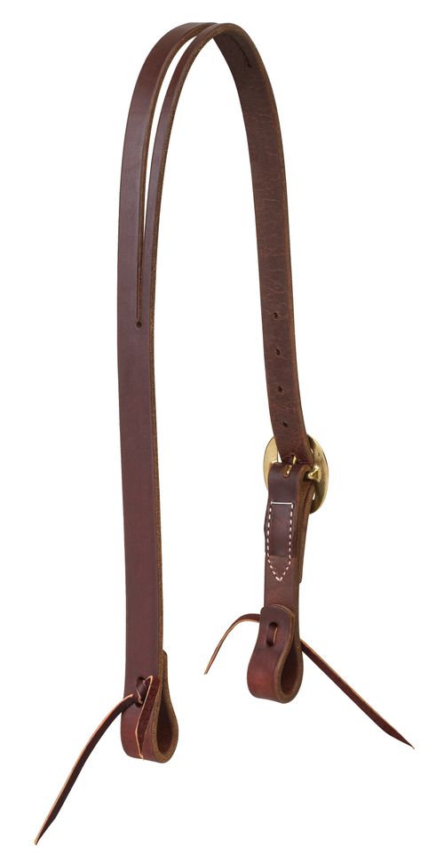 Weaver Working Tack 1" Single Ply Split Ear Headstall - Golden Chestnut/Brass