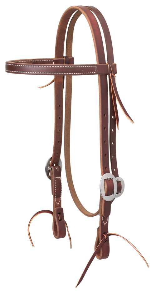 Weaver Working Tack 3/4" Single Ply Browband Headstall - Golden Chestnut/Stainless