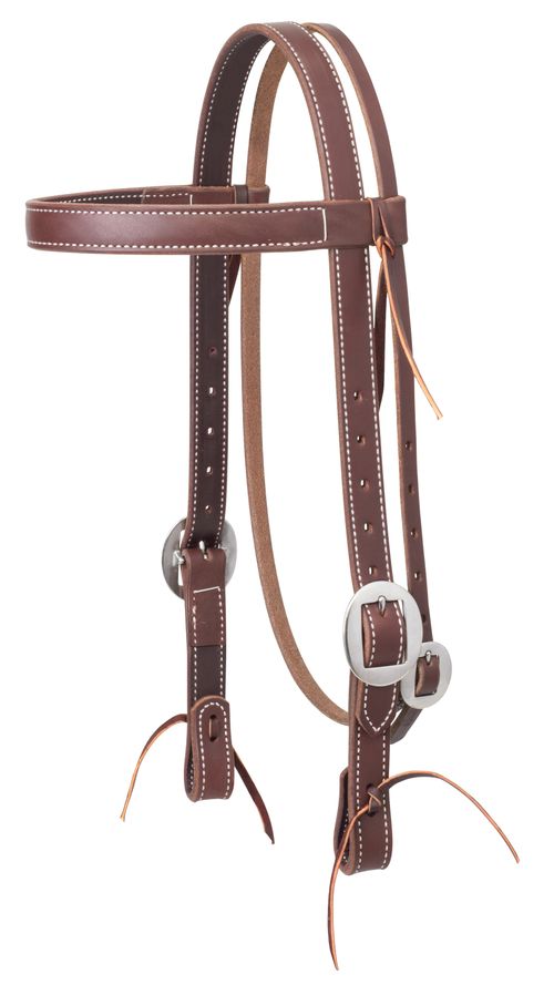 Weaver Working Tack 1" Browband Headstall w/Tie Ends - Golden Chestnut/Stainless