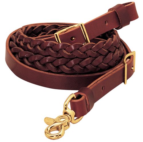 Weaver Latigo Leather 3-Plait Roper Reins - Burgundy