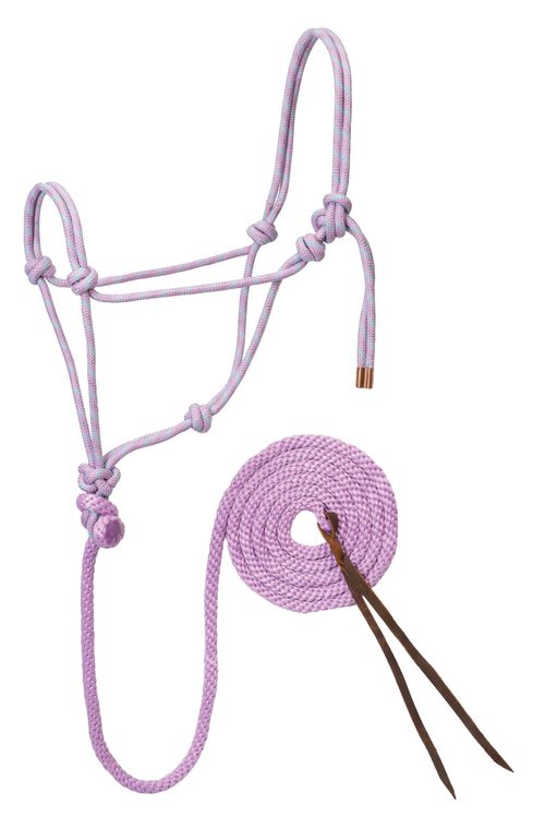 Weaver Diamond Braided Horse Rope Halter w/Lead - Lavender/Mint/Grey