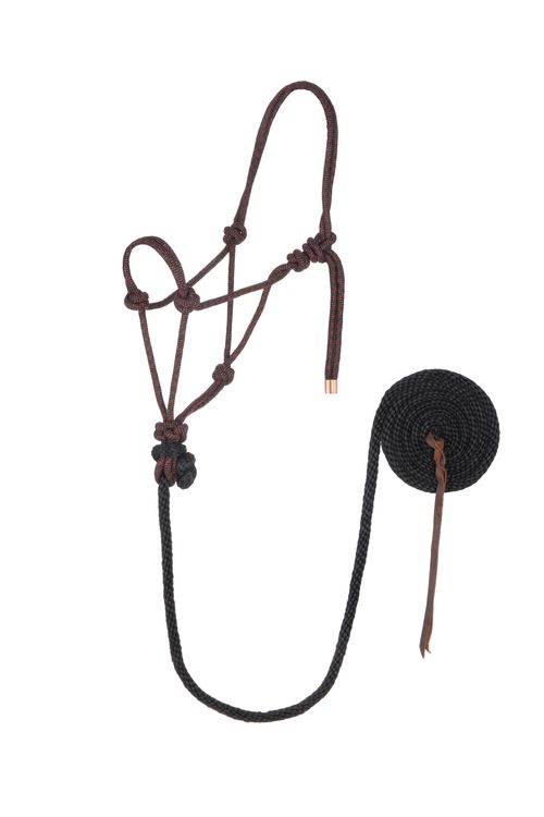 Weaver Diamond Braided Horse Rope Halter w/Lead - Brown