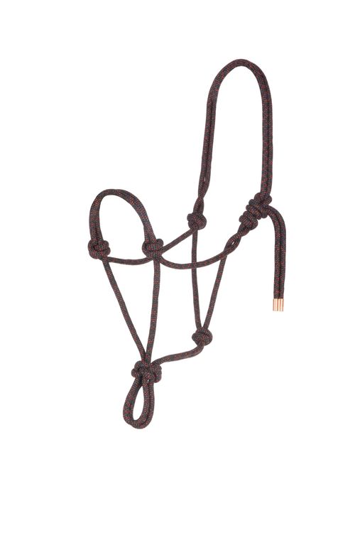 Weaver Diamond Braided Horse Rope Halter - Black/Red/Grey