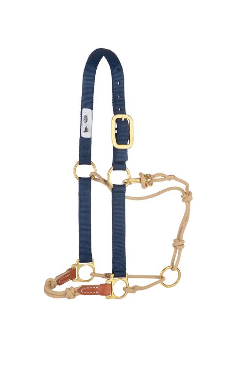 Weaver Kalley Krickeberg Nylon & Rope Horseman's Halter - Navy/Tan