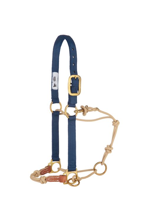 Weaver Kalley Krickeberg Nylon & Rope Horseman's Halter w/Side Ring - Navy/Tan