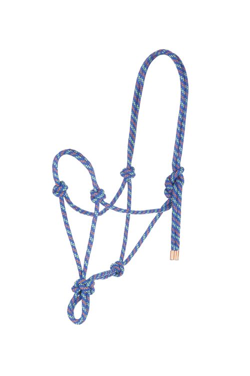 Weaver Diamond Braided Horse Rope Halter - Blue/Orange/Lilac