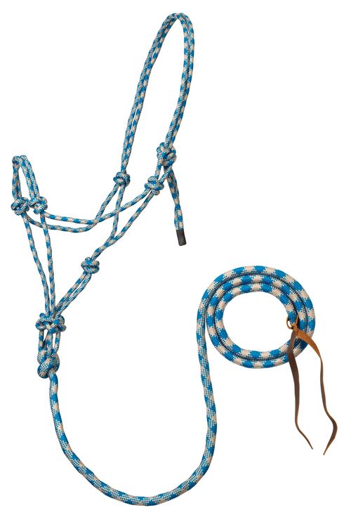 Weaver 5/16" Rope Horse Halter w/Attached Lead - Turquoise/Beige