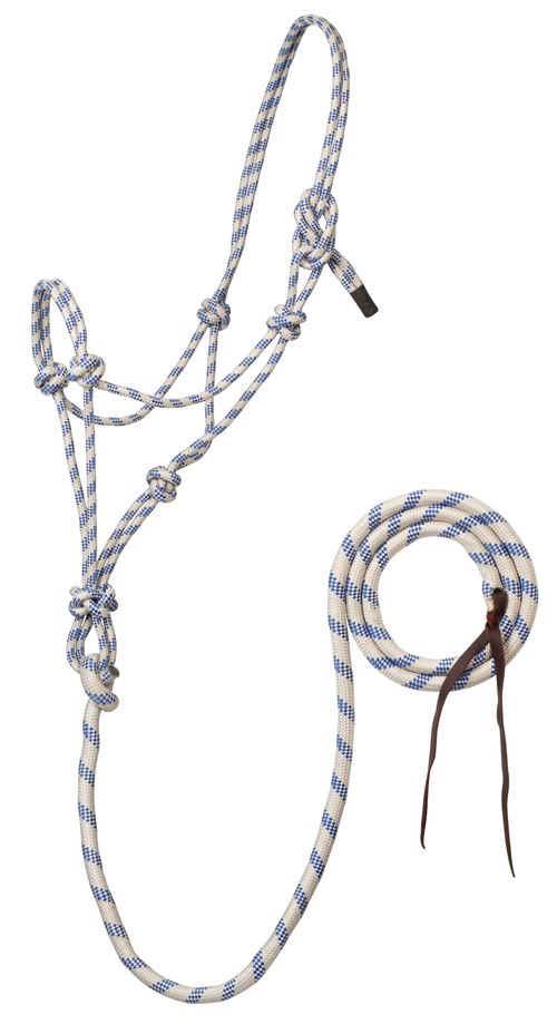 Weaver 5/16" Rope Horse Halter w/Attached Lead - Ivory/Blue