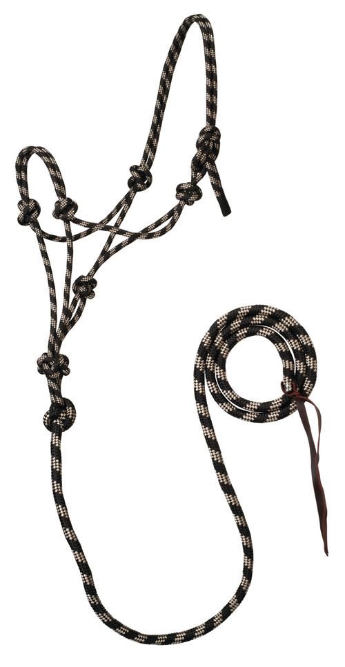 Weaver 5/16" Rope Horse Halter w/Attached Lead - Black/Beige