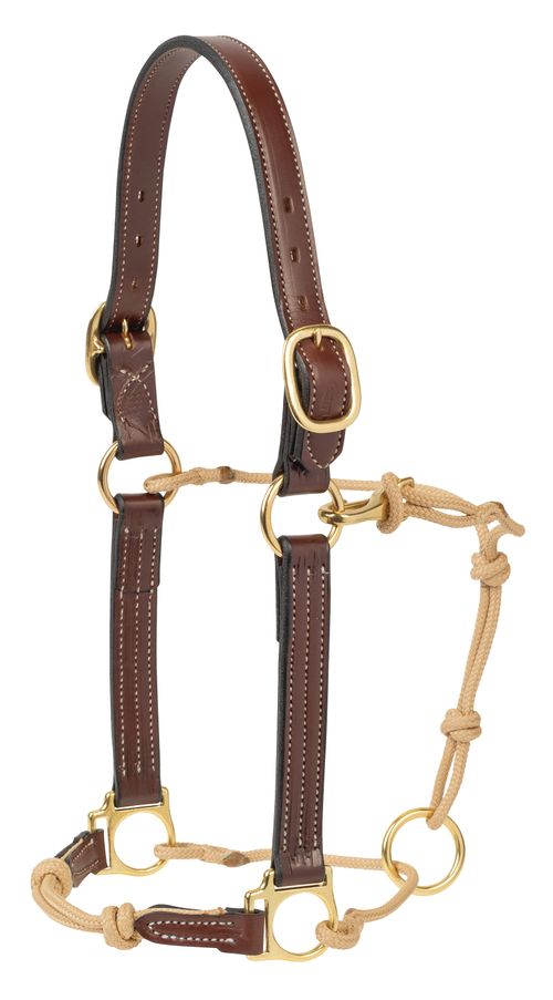 Weaver Kalley Krickeberg Leather & Rope Horseman's Halter - Chestnut/Tan