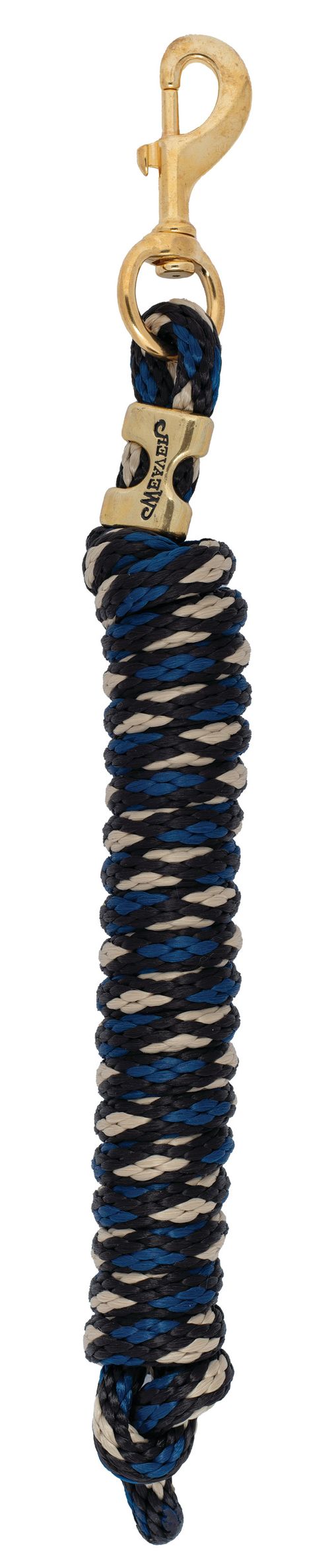 Weaver Poly Lead Rope w/Solid Brass Snap - Black/Tan/Navy