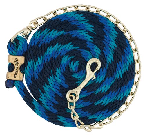 Weaver Poly Lead Rope w/Brass Plated Swivel Chain - Navy/Blue/Turquoise