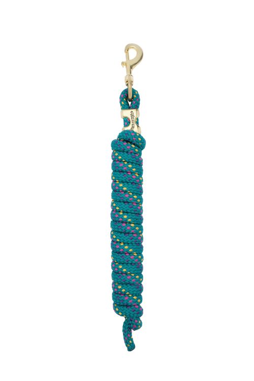 Weaver Poly Lead Rope w/Solid Brass Snap - Teal/Mustard/Purple/Raspberry