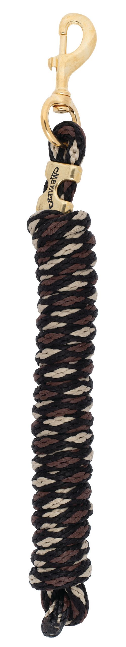 Weaver Poly Lead Rope w/Solid Brass Snap - Black/Tan/Wheat