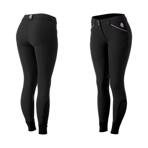 OVERSTOCK: Equinavia Women's Astrid Summer Knee Patch Breeches - 38 - Black/Orchid Mist