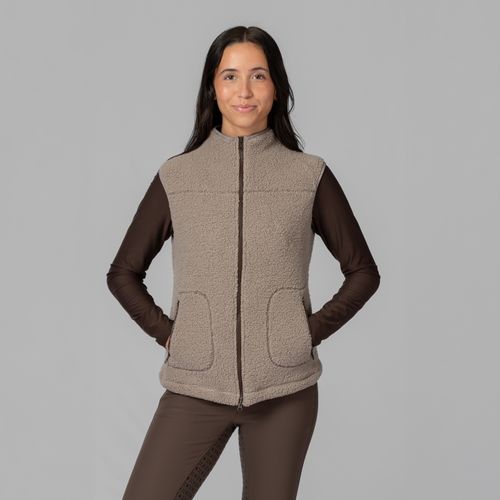 Equinavia Women's Emma Teddy Fleece Vest - Desert Taupe/Dark Brown