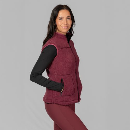Equinavia Women's Emma Teddy Fleece Vest - Burgundy/Black