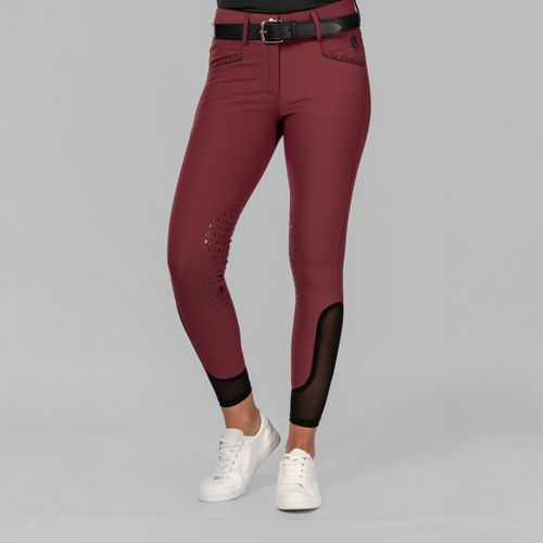 Equinavia Women's Victoria Silicone Knee Patch Breeches - Burgundy/Black