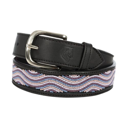 OVERSTOCK: Equinavia Women's Estelle Hand Beaded Belt - Small - Black/Orchid Haze