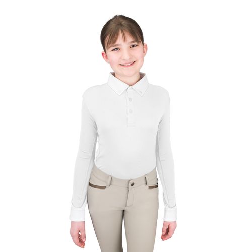 OVERSTOCK: Ovation Kids' Classic Long Sleeve Polo Show Shirt - X Large - White